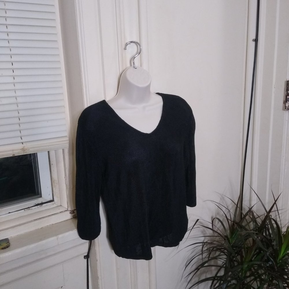 Preswick & Moore Black Rayon Overblouse